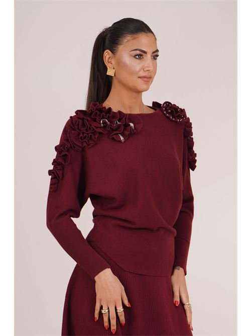 Maglia in viscosa elastica GM by Gai Mattiolo | GM4315BURGUNDY/GRIGIO